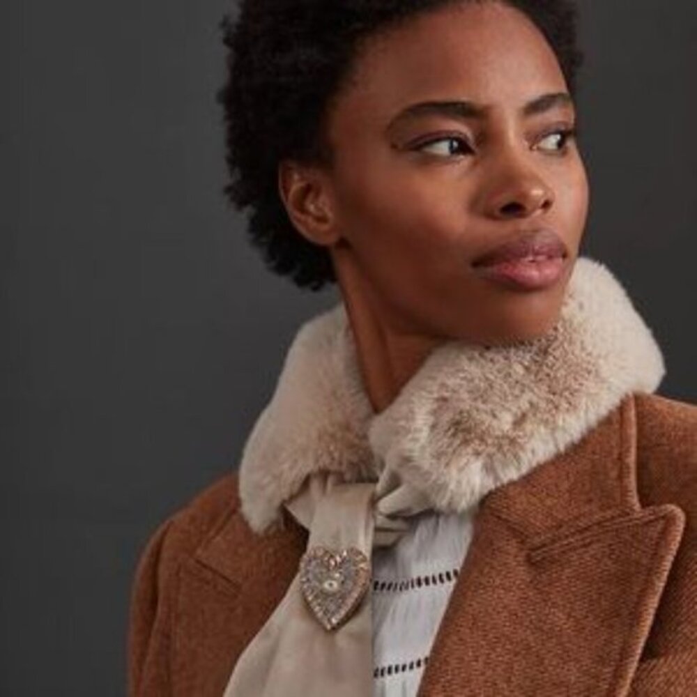 Anthropologie Faux Fur Collar in Sand